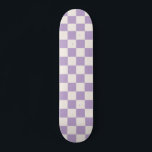 Purple Check, Checkerboard Pattern, Checkered  Skateboard<br><div class="desc">Checkered Pattern – purple and cream white checkerboard.</div>