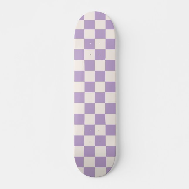 Purple Check, Checkerboard Pattern, Checkered  Skateboard (Front)