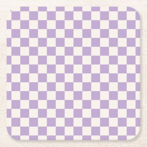 Purple Check Checkerboard Pattern Checkered Square Paper Coaster