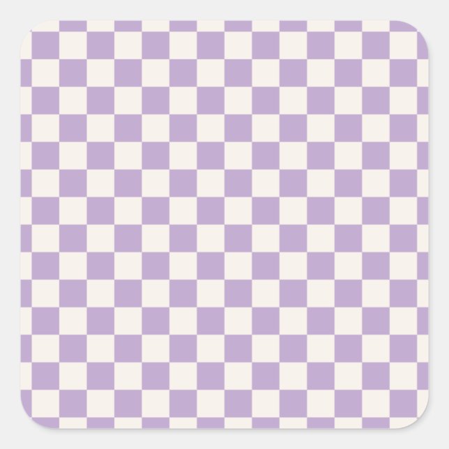 Purple Check, Checkerboard Pattern, Checkered Square Sticker (Front)