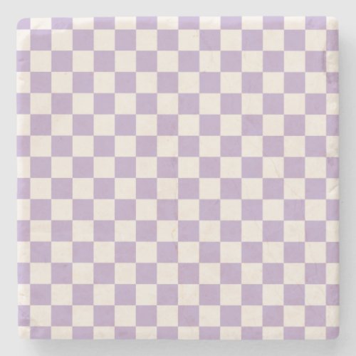 Purple Check Checkerboard Pattern Checkered Stone Coaster