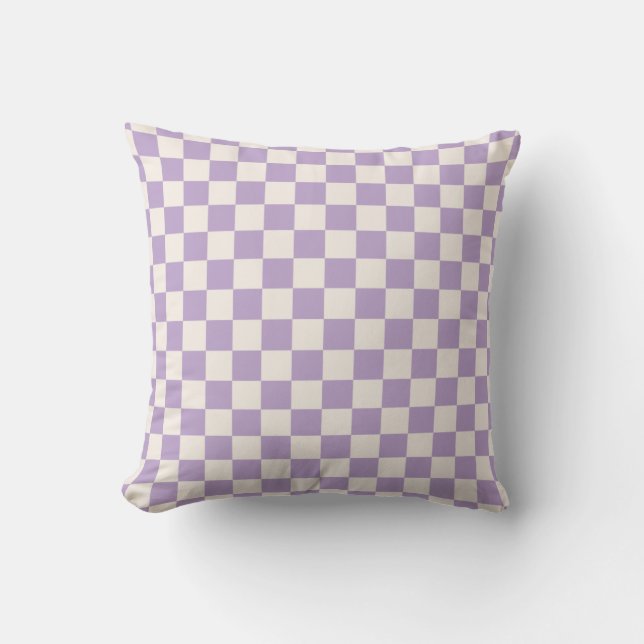 Purple Check, Checkerboard Pattern, Checkered Throw Pillow (Front)