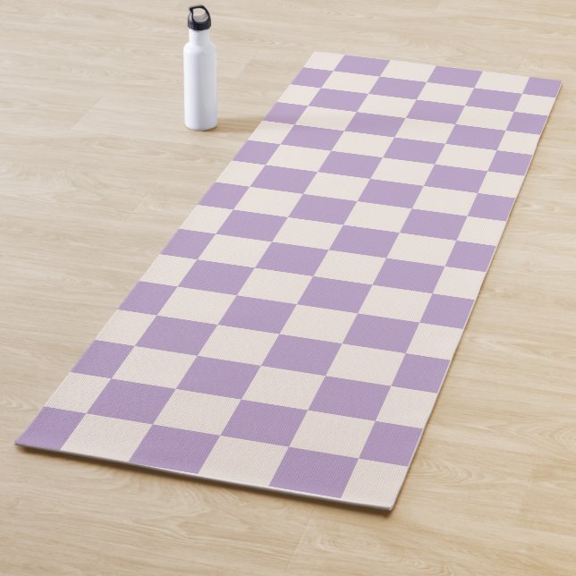 Purple Check, Checkerboard Pattern, Checkered Yoga Mat (In Situ)