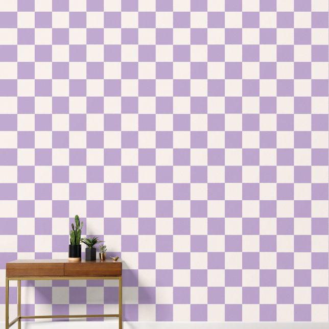 Purple Check, Checkerboard Pattern Wallpaper (Hallway)