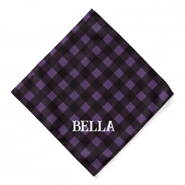 Purple Check Dog Bandana  (Front)