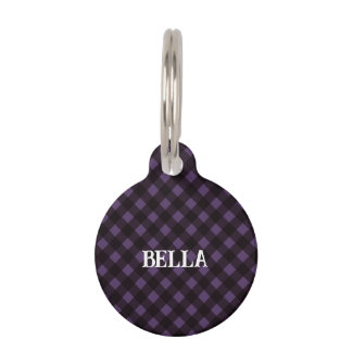Purple Check Dog Tag