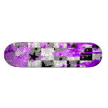 Purple Check Star Skull Skateboard