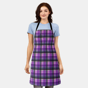 Purple Checked Tartan Print, Apron