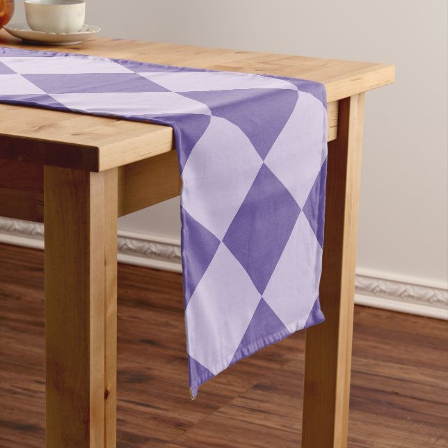 Purple Checker Diamond Pattern 16 x 108 Long Table Runner (In Situ)
