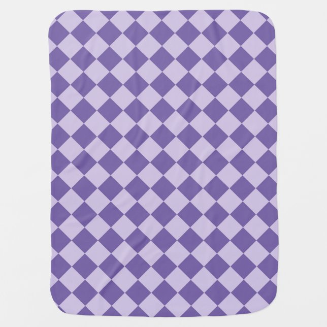 Purple Checker Diamond Pattern Baby Blanket (Front)