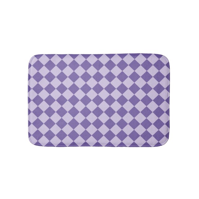 Purple Checker Diamond Pattern Bath Mat (Front)