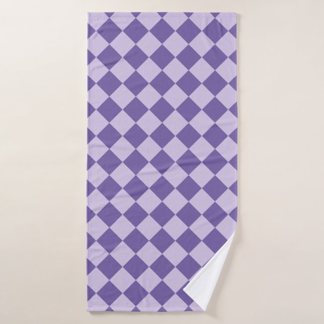 Purple Checker Diamond Pattern Bath Towel (Bath Towel)