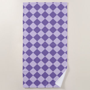 Purple Checker Diamond Pattern Beach Towel