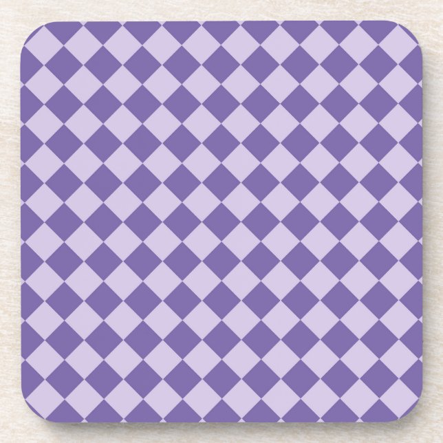 Purple Checker Diamond Pattern Beverage Coaster (Front)