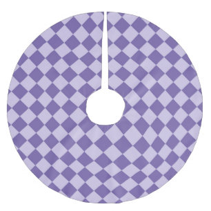 Purple Checker Diamond Pattern Brushed Polyester Tree Skirt