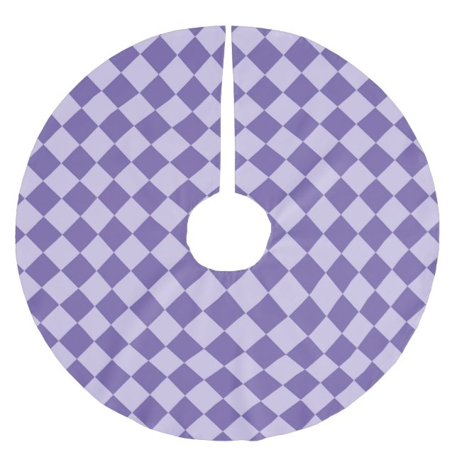 Purple Checker Diamond Pattern Brushed Polyester Tree Skirt (Front)