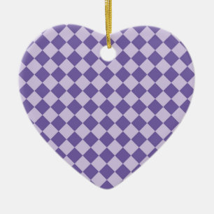 Purple Checker Diamond Pattern Ceramic Ornament