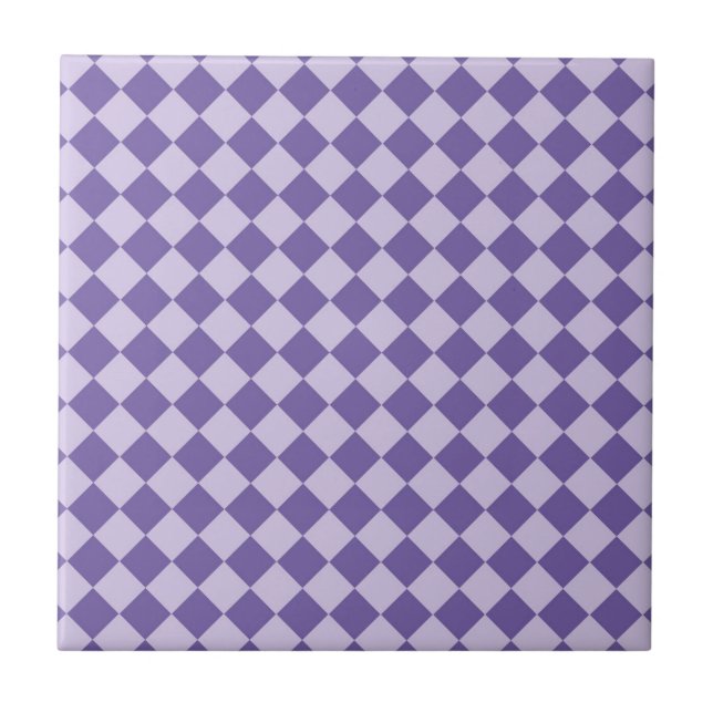 Purple Checker Diamond Pattern Ceramic Tile (Front)