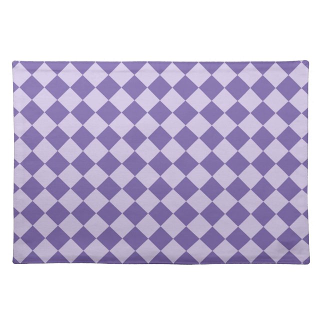 Purple Checker Diamond Pattern Cloth Placemat (Front)