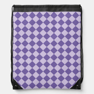 Purple Checker Diamond Pattern Drawstring Bag