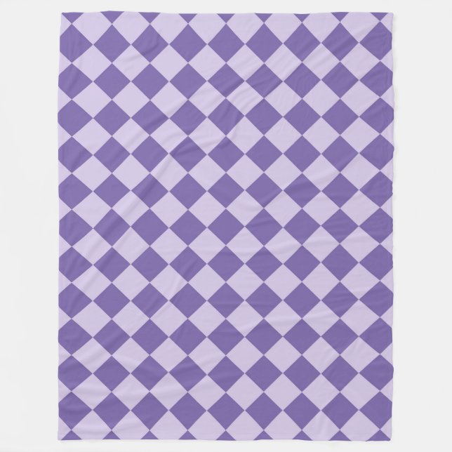 Purple Checker Diamond Pattern Fleece Blanket (Front)