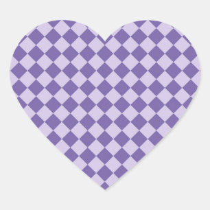 Purple Checker Diamond Pattern Heart Sticker