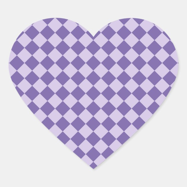 Purple Checker Diamond Pattern Heart Sticker (Front)