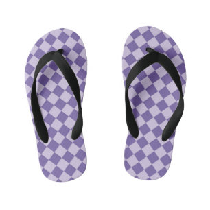 Purple Checker Diamond Pattern Kid's Flip Flops