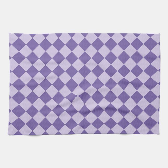 Purple Checker Diamond Pattern Kitchen Towel (Horizontal)