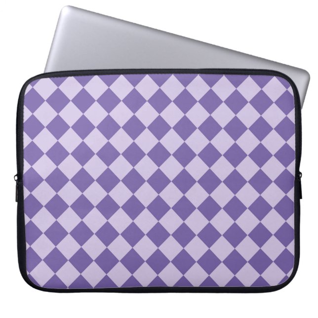 Purple Checker Diamond Pattern Laptop Sleeve (Front)