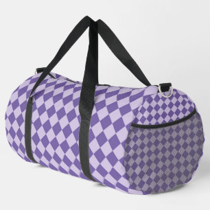 Purple Checker Diamond Pattern Large Duffle Bag
