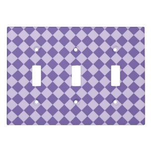 Purple Checker Diamond Pattern Light Switch Cover