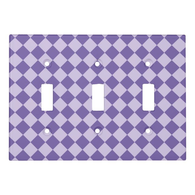 Purple Checker Diamond Pattern Light Switch Cover (Front)