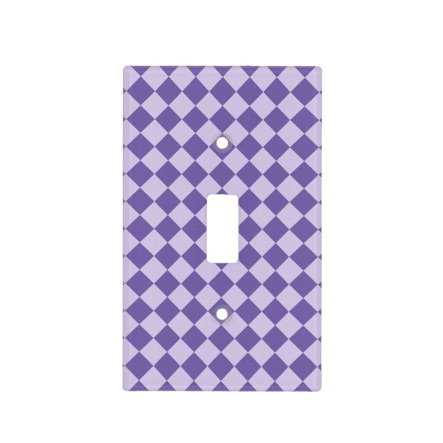 Purple Checker Diamond Pattern Light Switch Cover (Front)