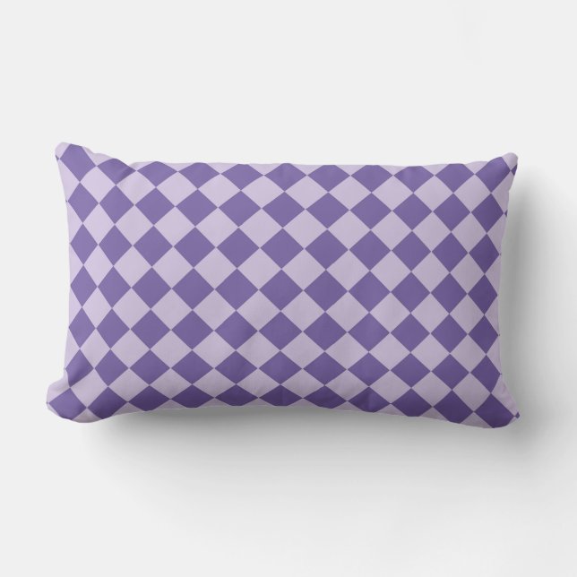 Purple Checker Diamond Pattern Lumbar Pillow (Front)