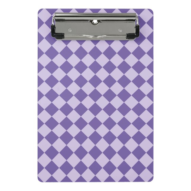 Purple Checker Diamond Pattern Mini Clipboard (Front)