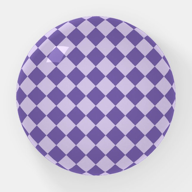 Purple Checker Diamond Pattern Paperweight (Front)