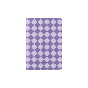 Purple Checker Diamond Pattern Passport Holder