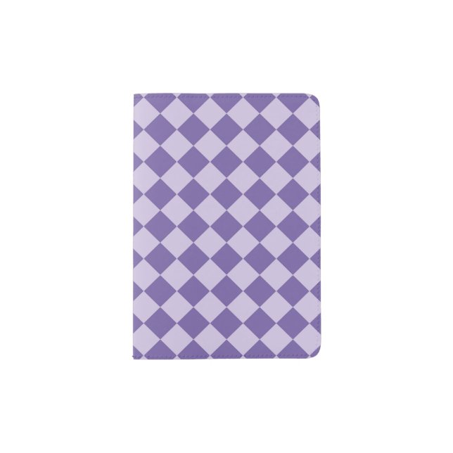 Purple Checker Diamond Pattern Passport Holder (Front)