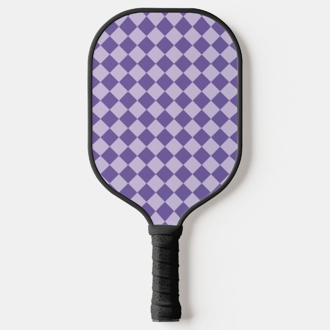 Purple Checker Diamond Pattern Pickleball Paddle (Front)