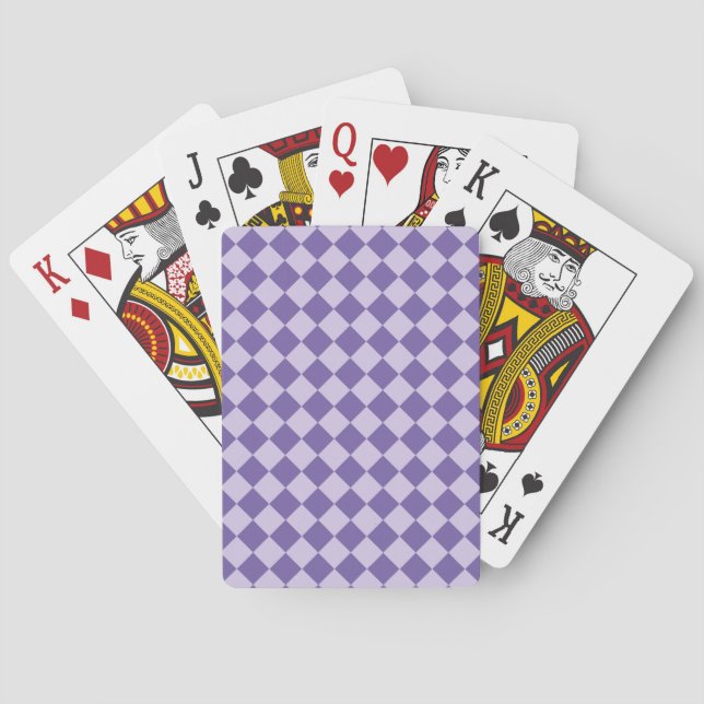 Purple Checker Diamond Pattern Poker Cards (Back)