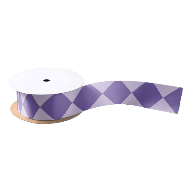 Purple Checker Diamond Pattern Satin Ribbon (Spool)