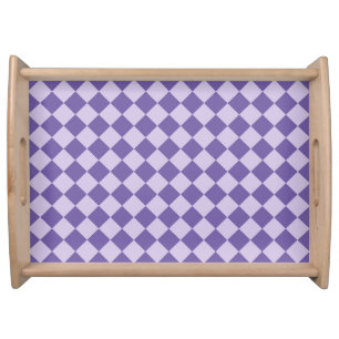 Purple Checker Diamond Pattern Serving Tray