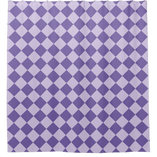 Purple Checker Diamond Pattern Shower Curtain (Front)