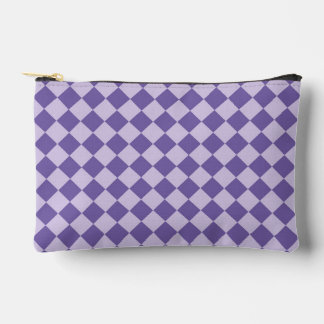 Purple Checker Diamond Pattern Small Accessory Pouch