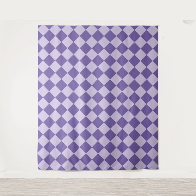 Purple Checker Diamond Pattern Tapestry (Front)