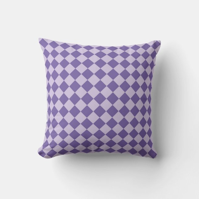 Purple Checker Diamond Pattern Throw Pillow (Front)