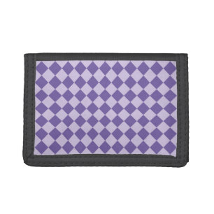 Purple Checker Diamond Pattern Tri-fold Wallet