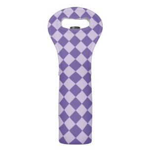 Purple Checker Diamond Pattern Wine Bag