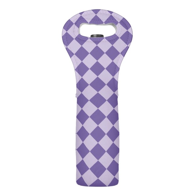 Purple Checker Diamond Pattern Wine Bag (Front)